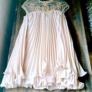 🌹Blush Bead Embellished Chiffon Mini Dress